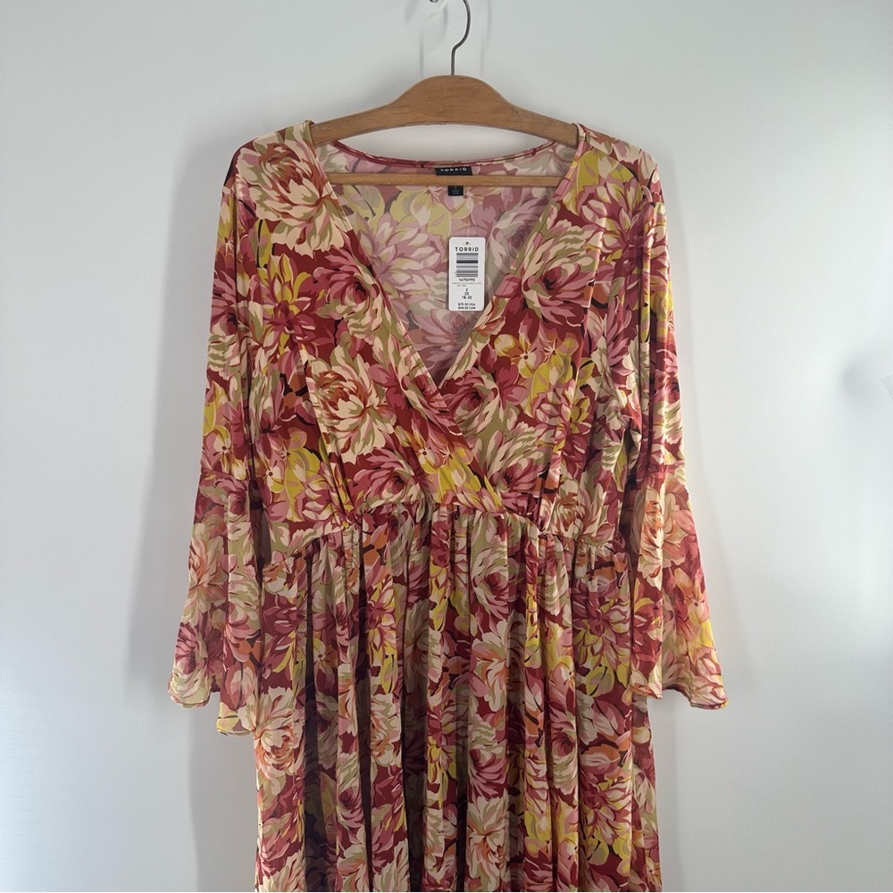 NWT Torrid Mini Chiffon And Studio Knit Surplice Dress - Picture 2 of 8
